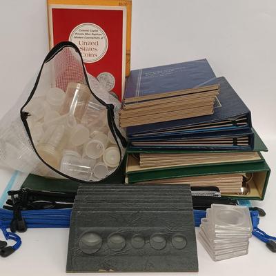 LOT 118: Coin Collecting Accessories- Empty Books, Tubes, Bags & More