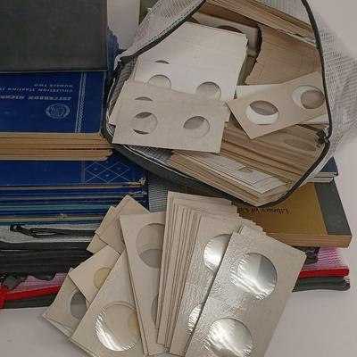LOT 119: Coin Collecting Accessories- Empty Books, Bags, Reference Books and Paper Coin Holders