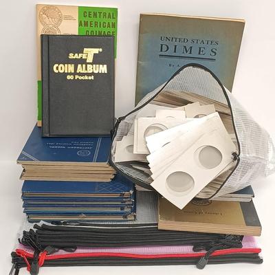 LOT 119: Coin Collecting Accessories- Empty Books, Bags, Reference Books and Paper Coin Holders