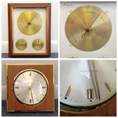 LOT 120: MCM Airguide Weather Station and General Electric German Made Wall Clock