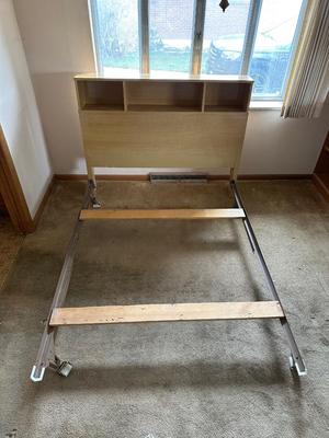 FULL BED FRAME AND WOODEN 5 DRAWER DRESSER