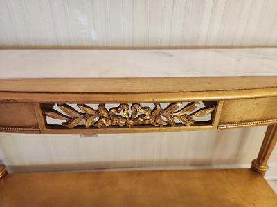 Lot #76 Vintage Hollywood Regency 1970's style Foyer/Sofa Table - Marble Top