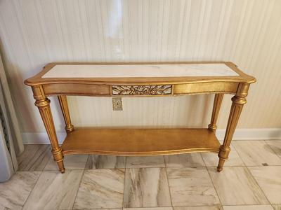 Lot #76 Vintage Hollywood Regency 1970's style Foyer/Sofa Table - Marble Top