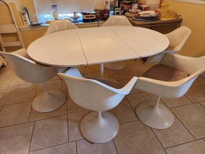 Lot #82 Fantastic Mid Century Modern Tulip Chair/Table Dining room set - Made by Walter of Wabash