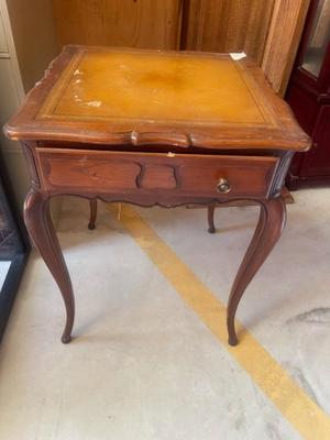 Antique Leather Top End Table
