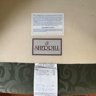 L408 Sherrill Green Upholstered Wingback Chair