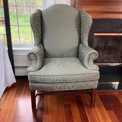L408 Sherrill Green Upholstered Wingback Chair