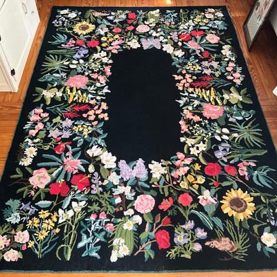 UBB411 Large CLAIRE MURRAY "Our Nation's Garden" Wool Hooked Rug 7' x 9'