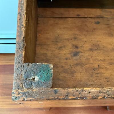 L424 Antique Primitive Slant Front Desk with Key