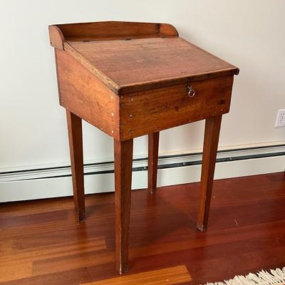 L424 Antique Primitive Slant Front Desk with Key