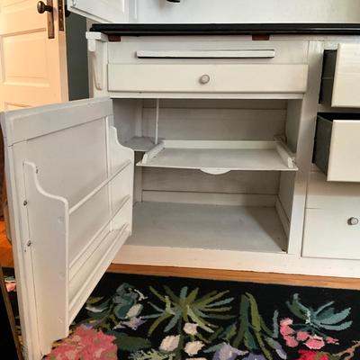 UBB444 Antique White Hoosier Cabinet with Agate Top
