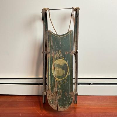 L445 Antique Victorian Childs Sleigh with Skates