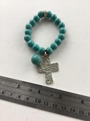 Beautiful blue beaded cross charm bracelet