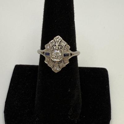 14K White Gold Ring & Pin with Diamonds (ST-HS)