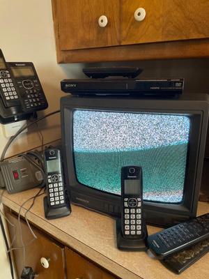 TV, phones, DVD player