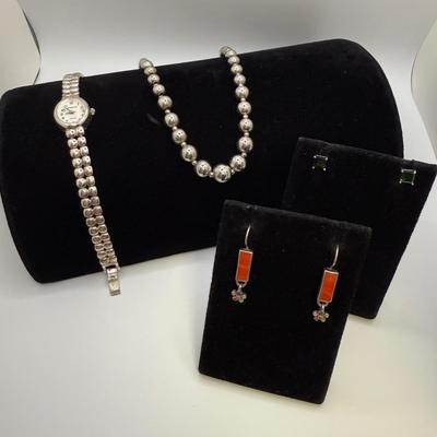 Sterling Watch, Earrings & Necklace (ST-HS)