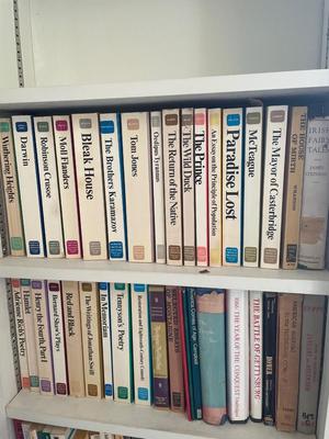 Two shelves assorted books