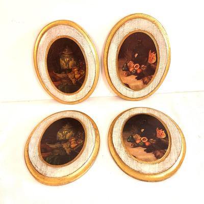 Lot #84 Lot of 4 Oval Florentine Style Wall Hangings - Fruit Still Life