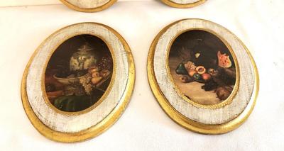 Lot #84 Lot of 4 Oval Florentine Style Wall Hangings - Fruit Still Life