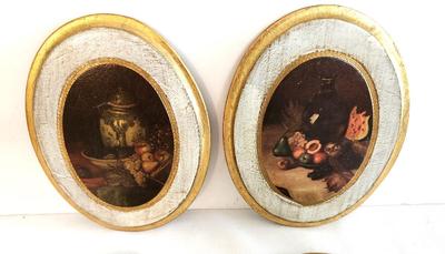 Lot #84 Lot of 4 Oval Florentine Style Wall Hangings - Fruit Still Life