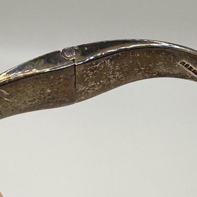 Sterling Silver Mexican Cuff Bracelet with Blue Stone (ST-HS)
