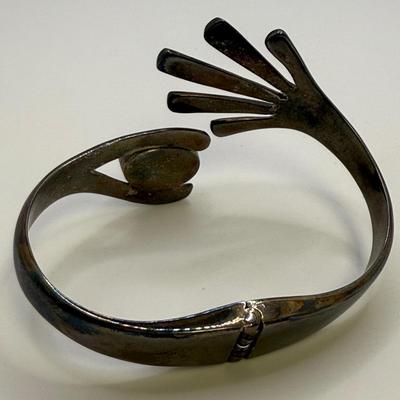 Sterling Silver Mexican Cuff Bracelet with Blue Stone (ST-HS)