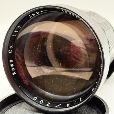 LOT 42K: Vintage Kowa SE T R 35mm Film Camera w/ Lenses: Kowa-R 1:4/200 & 50mm