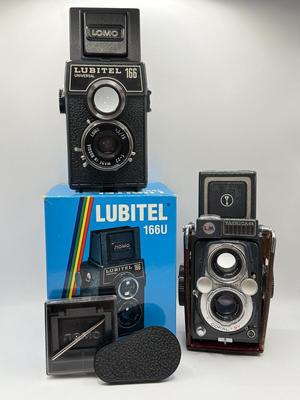 LOT 43K: Medium Format Twin Lens Reflex 120mm Cameras: Lubitel 166U & Yashica LM Copal-SV