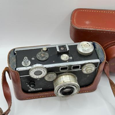 LOT 44K: Film Cameras: Argus Coated Cintar C3 Range Finder 35mm w/ Leather Case & Woca 120 GF w/ Box