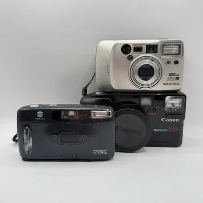 LOT 46K: 35mm Film Cameras: Canon Mega Zoom 105, Minolta Freedom Vista & Pentax IQZoom 920m
