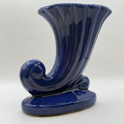 LOT 50K: Collection of Colorful Pottery: 1960s McCoy USA Triple Lily Vase, USA Pottery Cobalt Art Nouveau Vase, McCoy Yellow Pot&...