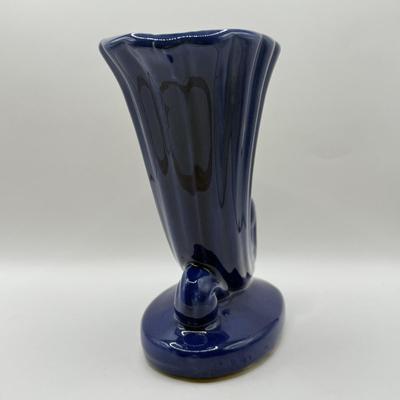 LOT 50K: Collection of Colorful Pottery: 1960s McCoy USA Triple Lily Vase, USA Pottery Cobalt Art Nouveau Vase, McCoy Yellow Pot&...