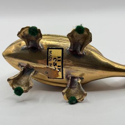 LOT 52K: Vintage Brass Collection: SK Brass World Candlestick Holders made in India, Mother of Pearl Turtle made in India & Pair of...