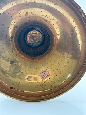 LOT 52K: Vintage Brass Collection: SK Brass World Candlestick Holders made in India, Mother of Pearl Turtle made in India & Pair of...