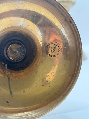 LOT 52K: Vintage Brass Collection: SK Brass World Candlestick Holders made in India, Mother of Pearl Turtle made in India & Pair of...