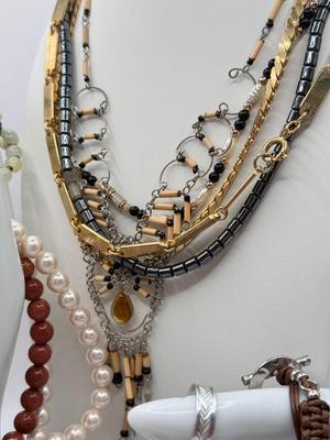 LOT 55J: Vintage Costume Jewelry: Necklaces, Bracelets, Pins & More
