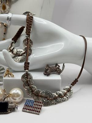 LOT 55J: Vintage Costume Jewelry: Necklaces, Bracelets, Pins & More