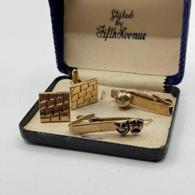 LOT 56J: Men's Watches, Cufflink Pair & Tie Clips: Wenger Swiss Military, Swank, Seiko & Pulsar