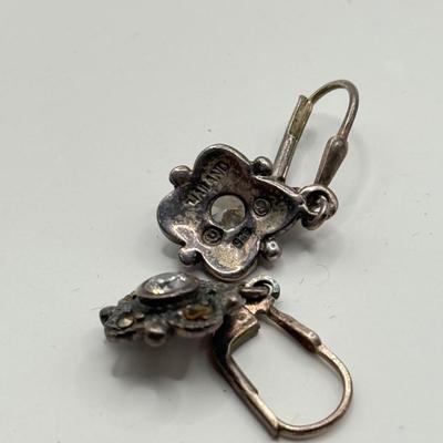 LOT 58J: 925 Sterling Silver Jewelry: Beautiful Vintage Swirled Butterfly Pins, Marsala Dragonfly Necklace, Pierced Drop Earrings &...