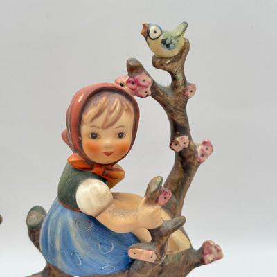 LOT 60K: Vintage Goebel M.I. Hummel Collection: Apple Girl and Apple Boy Figurines w/ 1977 Apple Boy Decorative Plate