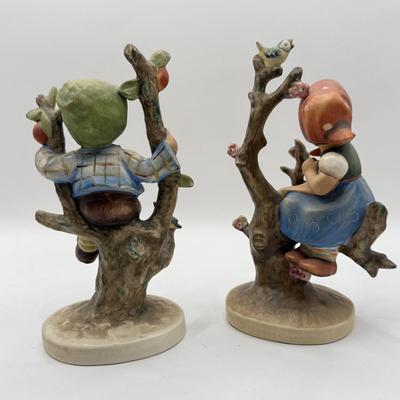 LOT 60K: Vintage Goebel M.I. Hummel Collection: Apple Girl and Apple Boy Figurines w/ 1977 Apple Boy Decorative Plate