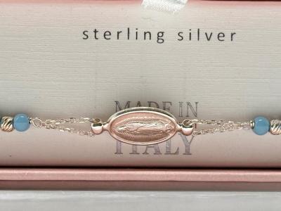 LOT 62J: 925 Italy Sterling Silver Mary Bracelet & Collection of Religious Charms, Rosaries & More