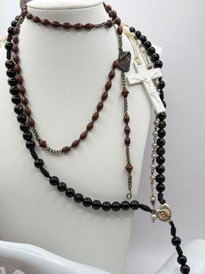 LOT 62J: 925 Italy Sterling Silver Mary Bracelet & Collection of Religious Charms, Rosaries & More