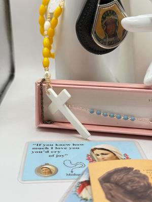 LOT 62J: 925 Italy Sterling Silver Mary Bracelet & Collection of Religious Charms, Rosaries & More