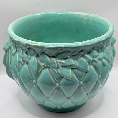 LOT 63K: Vintage Teal Pottery Planters made in USA: McCoy & More