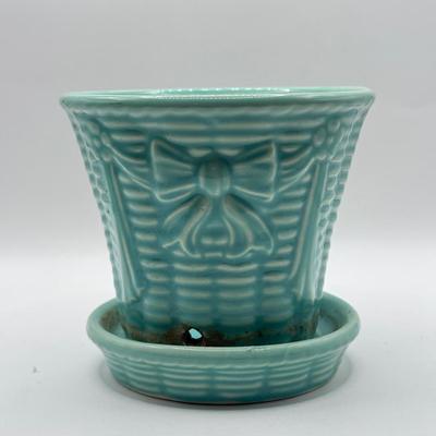 LOT 63K: Vintage Teal Pottery Planters made in USA: McCoy & More
