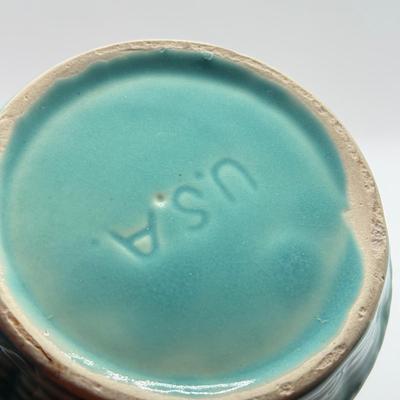 LOT 63K: Vintage Teal Pottery Planters made in USA: McCoy & More