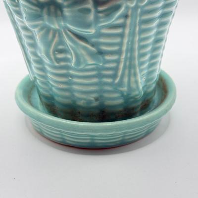 LOT 63K: Vintage Teal Pottery Planters made in USA: McCoy & More