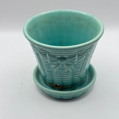 LOT 63K: Vintage Teal Pottery Planters made in USA: McCoy & More