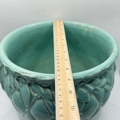 LOT 63K: Vintage Teal Pottery Planters made in USA: McCoy & More
